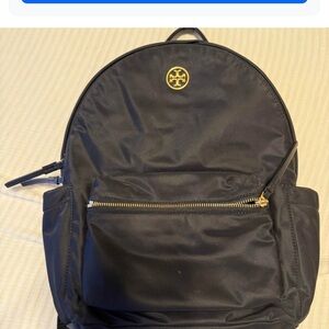 Tory Burch Black and Gold Backpack